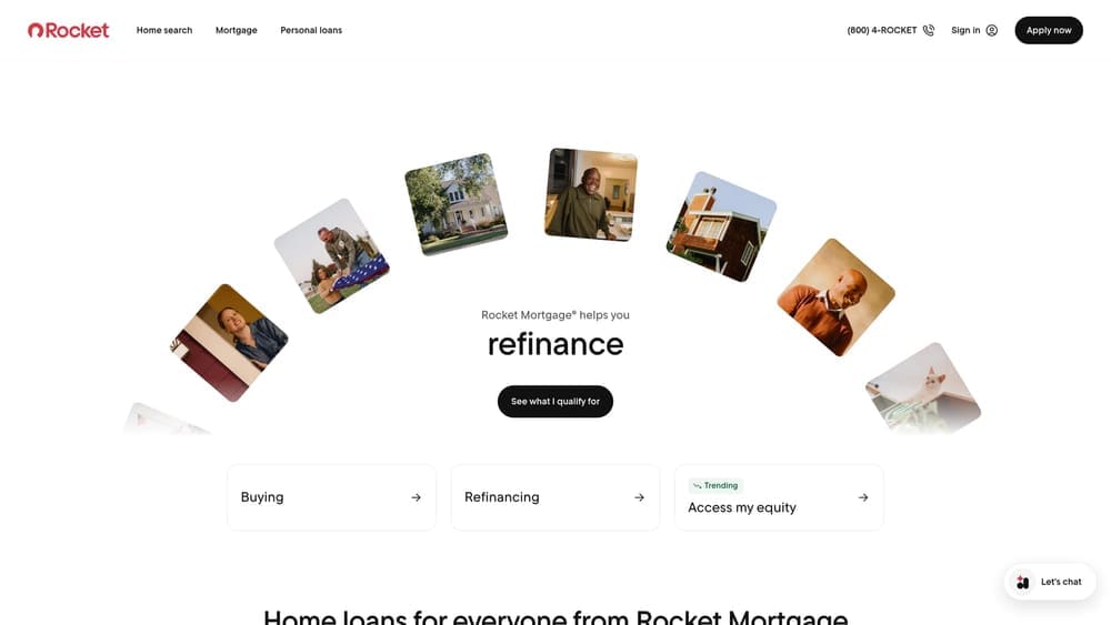 Screenshot of Rocket Mortgage website