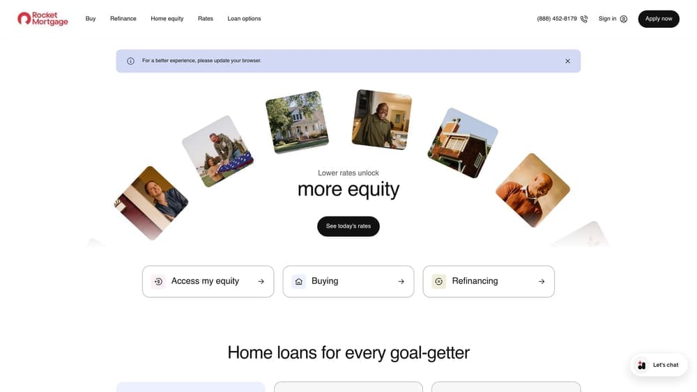 Screenshot of Rocket Mortgage website