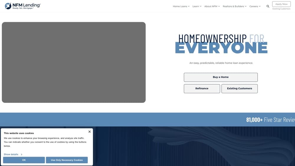Screenshot of NFM Lending website